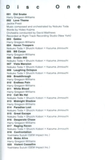 Track List CD 1