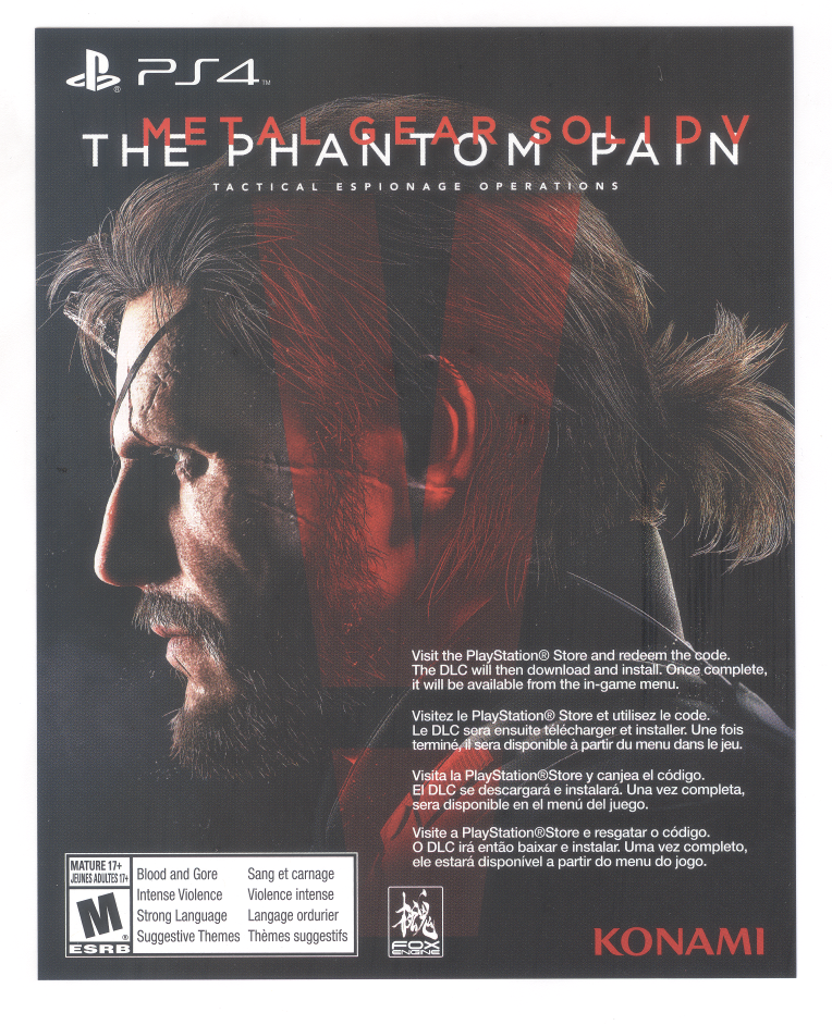 Metal Gear Solid V The Phantom Pain Day One Edition DLC Front
