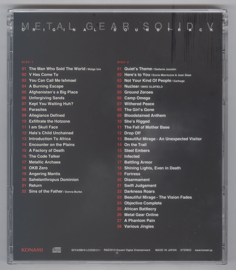 Metal Gear Solid V The Phantom Pain Original Soundtrack Back