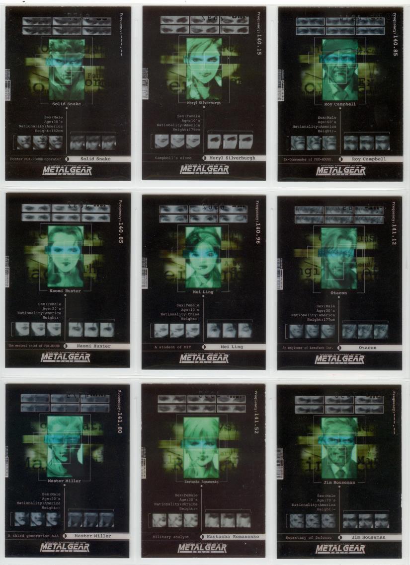 Metal Gear Solid Trading Cards 037-045